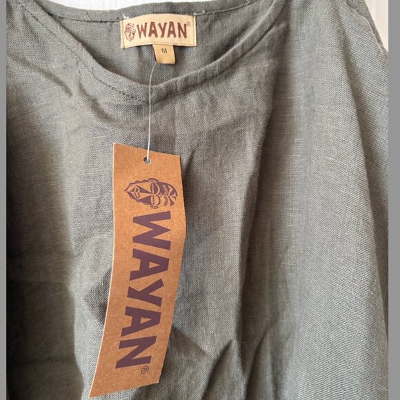 NWT Wayan Olive Linen Dress - Picture 2 of 3